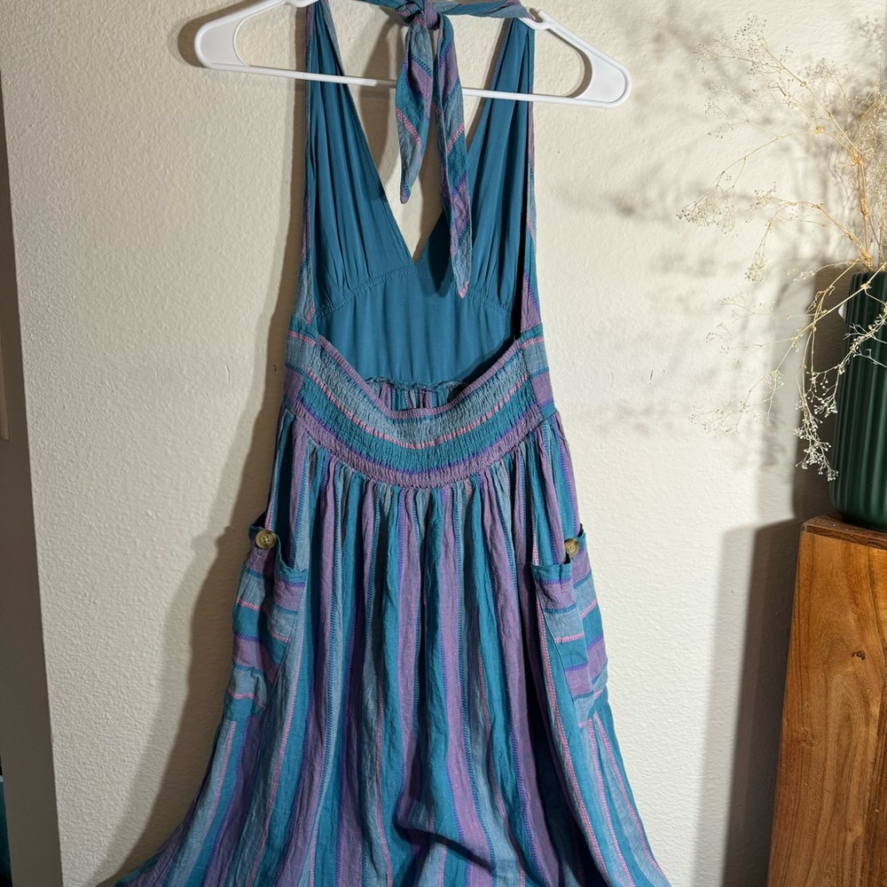 NWT Urban Outfitters Betsey Linen Halter Midi Dress 55% Linen - Picture 3 of 16